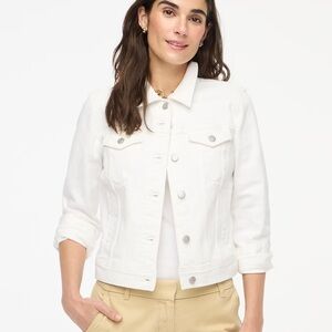 JCrew Women's White Denim Jean Jacket, Silver Buttons